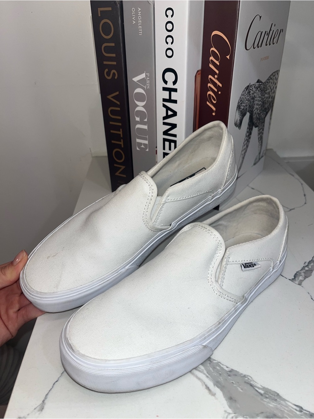 Vans White Canvas Slip-On Loafers